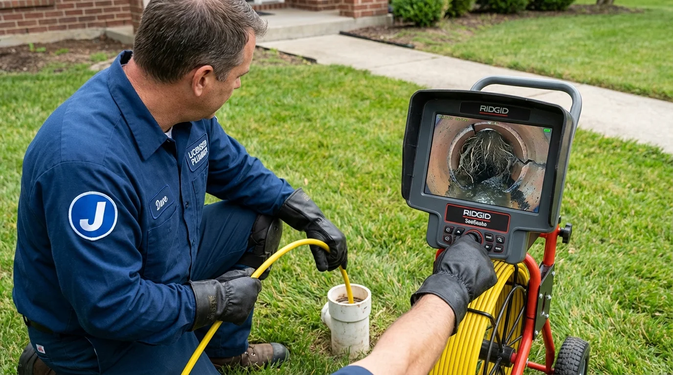 Sewer camera inspection being performed by Johns Plumbing LLC in Middle River